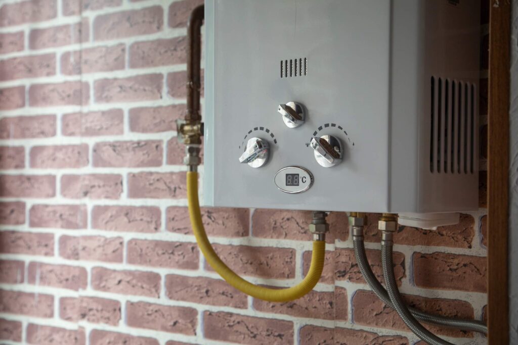 Gas boiler Gas boiler mounted on a kitchen wall
