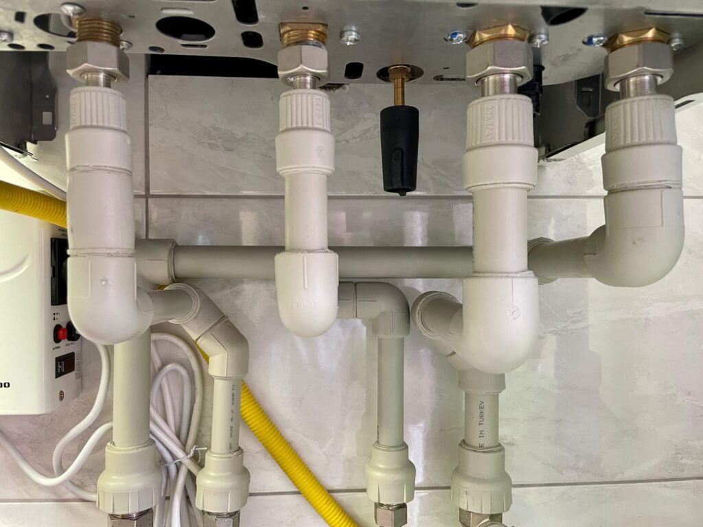 Plastic pipes and gas boiler Plastic pipes and gas boiler